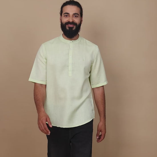 Pista Green half kurta for men