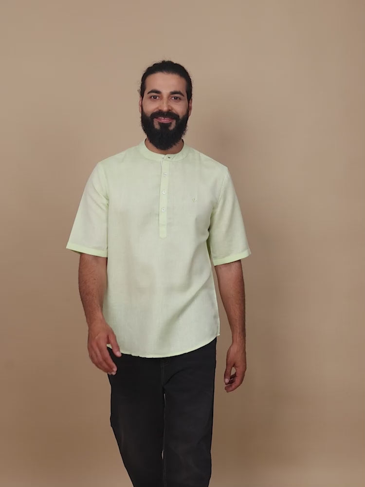 Pista Green half kurta for men