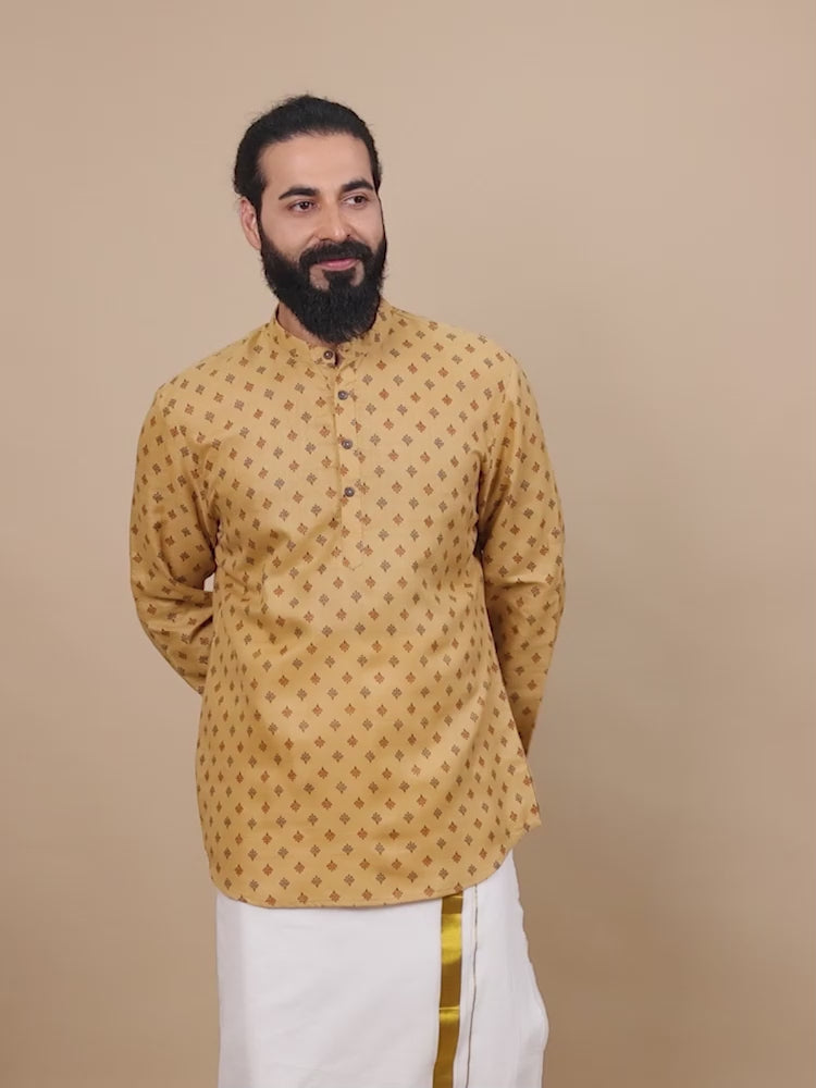 Beige stylish short kurta for men